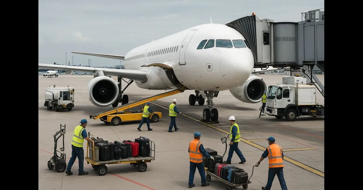 Aircraft connected to a jet bridge